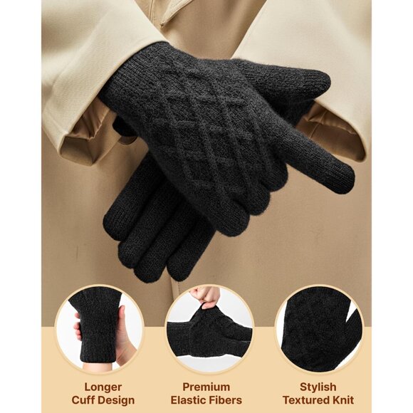 Winter Gloves for Women Men – Warm Touchscreen Knit, Thermal Wool Lining Cold We - Picture 2 of 7